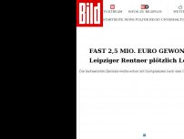 Bild zum Artikel: Fast 2,5 Mio. Euro gewonnen - Leipziger Rentner plötzlich Lotto-Millionär