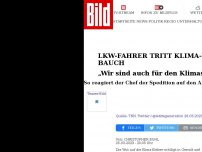 Bild zum Artikel: Lkw-Fahrer tritt Klima-Kleber - „Wir sind auch für den Klimaschutz, aber …“