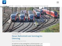 Bild zum Artikel: Neuer Bahnstreik von Sonntagabend bis Dienstag angekündigt