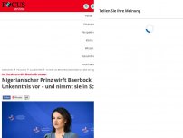 Bild zum Artikel: Im Streit um die Benin-Bronzen - Nigerianischer Prinz wirft Baerbock Unkenntnis vor – und nimmt sie in Schutz