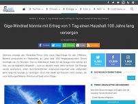 Bild zum Artikel: Giga-Windrad könnte mit Ertrag von 1 Tag einen Haushalt 100 Jahre lang versorgen