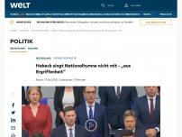 Bild zum Artikel: Habeck singt Nationalhymne nicht mit - „aus Ergriffenheit“