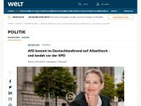 Bild zum Artikel: AfD kommt im Deutschlandtrend auf Allzeithoch – und landet vor der SPD