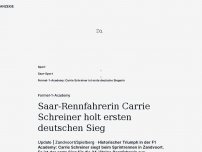 Bild zum Artikel: Formel-1-Academy: Saar-Rennfahrerin Carrie Schreiner holt ersten deutschen Sieg