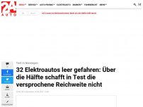 Bild zum Artikel: 32 Elektroautos leer gefahren: Über die Hälfte schafft in Test die versprochene Reichweite nicht