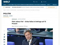 Bild zum Artikel: Fünf-Jahres-Tief – Grüne fallen in Umfrage auf 13 Prozent