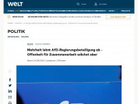 Bild zum Artikel: Mehrheit lehnt AfD-Regierungsbeteiligung ab – Offenheit für Zusammenarbeit wächst aber