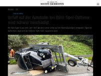 Bild zum Artikel: Unfall auf der Autobahn bei Bühl: Opel-Oldtimer wird schwer beschädigt