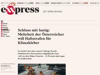 Bild zum Artikel: Schluss mit lustig: Mehrheit der Österreicher will Haftstrafen für Klimakleber