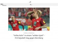 Bild zum Artikel: 'Volles Rohr' in einem 'wilden Spiel' - FCK bejubelt Sieg gegen Nürnberg