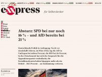 Bild zum Artikel: Absturz: SPD bei nur noch 16 % – und AfD bereits bei 21 %