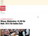 Bild zum Artikel: Wiesn-Wahnsinn: 14,90 für Maß, 55 € für halbe Ente