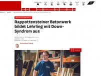 Bild zum Artikel: Inklusivere Arbeitswelt - Rappottensteiner Betonwerk bildet Lehrling mit Down-Syndrom aus