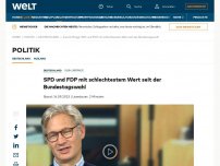 Bild zum Artikel: SPD und FDP mit schlechtestem Wert seit der Bundestagswahl