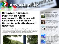 Bild zum Artikel: Dinslaken: 3-jähriges Mädchen im Keller eingesperrt - Mädchen mit Gewichten in den Rhein-Herne-Kanal in Oberhausen geworfen