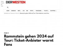 Bild zum Artikel: Rammstein gehen 2024 auf Tour: Ticket-Anbieter warnt Fans