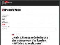Bild zum Artikel: Volkswagen in China: „Kein Chinese würde heute ein E-Auto von VW kaufen – BYD ist zu weit vorn“