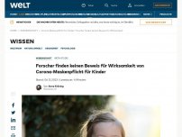 Bild zum Artikel: Forscher finden keinen Beweis für Wirksamkeit von Corona-Maskenpflicht für Kinder