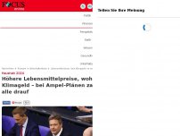 Bild zum Artikel: Ampel-Haushalt - Höhere Lebensmittelpreise, wohl kein Klimageld - für Bürger 2024 wird's teurer