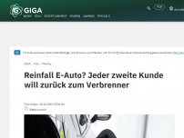 Bild zum Artikel: Reinfall E-Auto? Jeder zweite Kunde will zurück zum Verbrenner