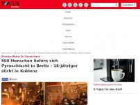 Bild zum Artikel: Silvester-Bilanz für Deutschland - 500 Menschen liefern sich Pyroschlacht in Berlin - 18-Jähriger stirbt in Koblenz