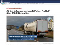 Bild zum Artikel: A3 bei Erlangen gesperrt: Polizei 'rettet' über 1500 Kästen Bier