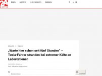 Bild zum Artikel: „Warte hier schon seit fünf Stunden“ – Tesla-Fahrer stranden bei extremer Kälte an Ladestationen