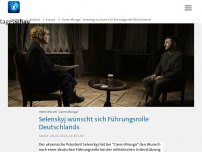Bild zum Artikel: Selenskyj bei 'Miosga': Selenskyj wünscht sich Führungsrolle Deutschlands