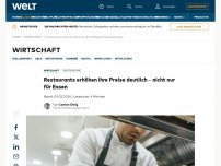 Bild zum Artikel: Restaurants erhöhen ihre Preise deutlich – nicht nur für Essen