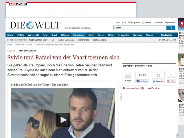 Bild zum Artikel: Nach zehn Jahren: Sylvie und Rafael van der Vaart trennen sich