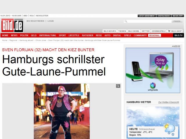 Bild zum Artikel: Sven Florijan (32) - Hamburgs schrillster Gute-Laune-Pummel