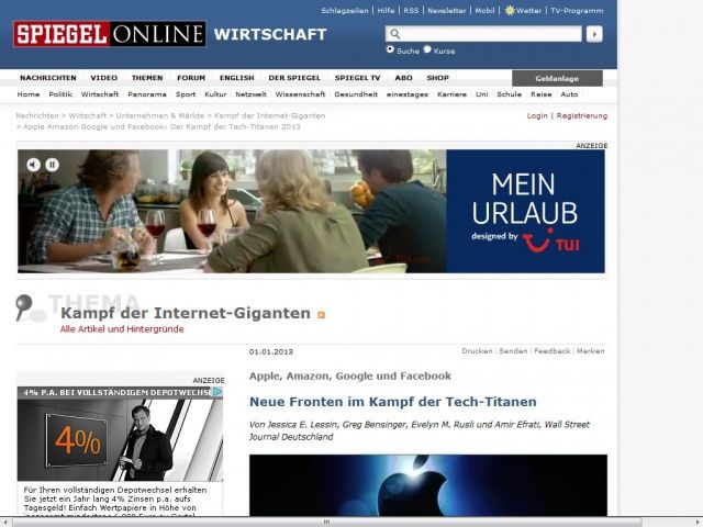 Bild zum Artikel: Apple, Amazon, Google und Facebook: Neue Fronten im Kampf der Tech-Titanen