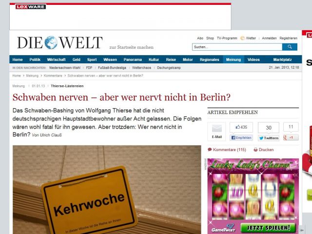 Bild zum Artikel: Thierse-Lästereien: Schwaben nerven – aber wer nervt nicht in Berlin?