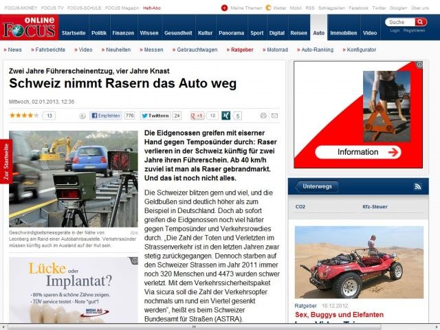 Bild zum Artikel: Zwei Jahre Führerscheinentzug, vier Jahre Knast - Schweiz nimmt Rasern das Auto weg