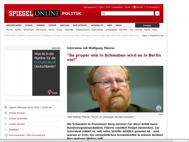 Bild zum Artikel: Interview mit Wolfgang Thierse: 'So proper wie in Schwaben wird es in Berlin nie!'