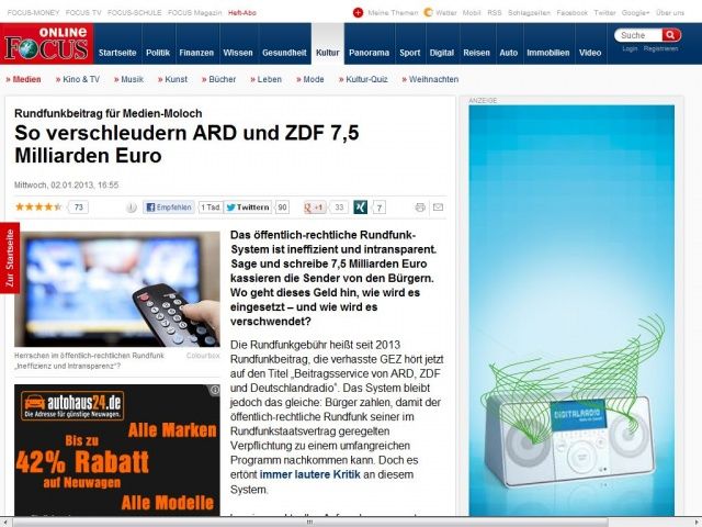 Bild zum Artikel: Rundfunkbeitrag für Medien-Moloch - So verschleudern ARD und ZDF 7,5 Milliarden Euro