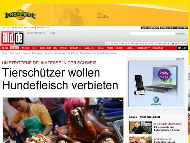 Bild zum Artikel: Delikatesse in der Schweiz - Tierschützer wollen Hundefleisch verbieten