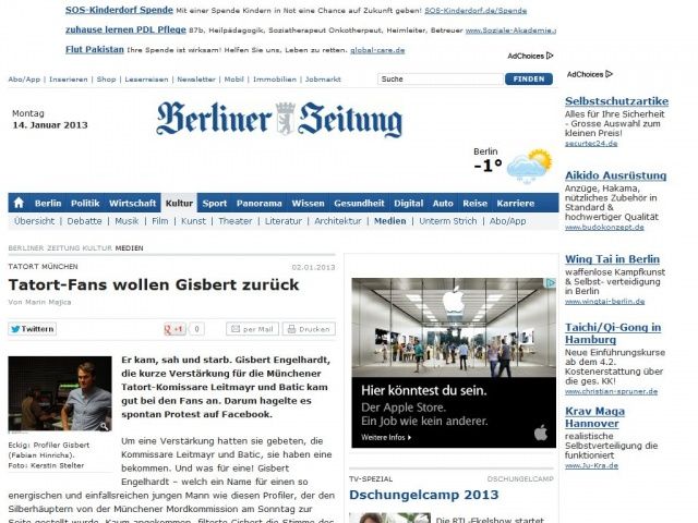 Bild zum Artikel: Tatort München - Tatort-Fans wollen Gisbert zurück