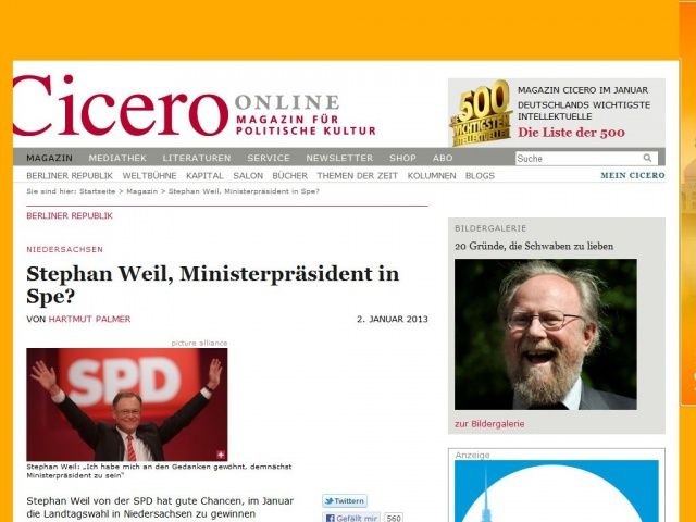 Bild zum Artikel: Stephan Weil, Ministerpräsident in Spe?