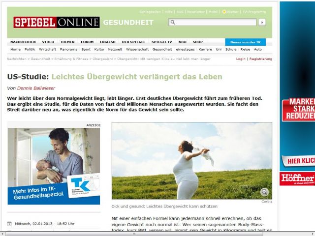 Bild zum Artikel: Leichtes Übergewicht: Rettungsring verlängert das Leben