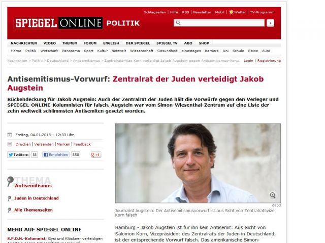 Bild zum Artikel: Antisemitismus-Vorwurf: Zentralrat der Juden verteidigt Jakob Augstein