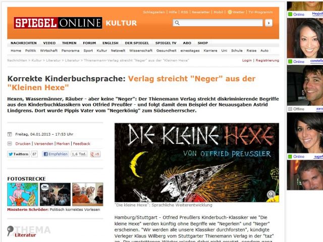 Bild zum Artikel: Korrekte Kinderbuchsprache: Verlag streicht 'Neger' aus der 'Kleinen Hexe'