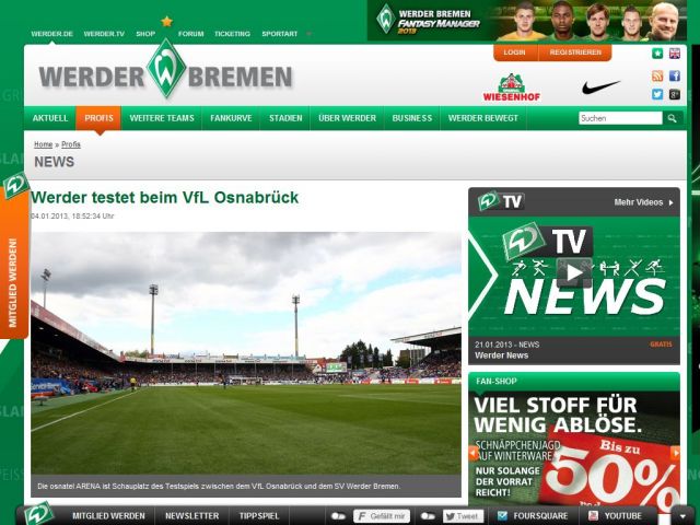 Bild zum Artikel: Werder testet beim VfL Osnabrück