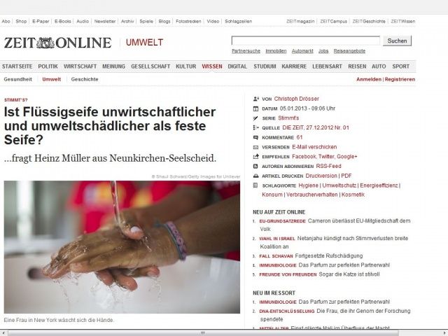 Bild zum Artikel: Stimmt’s?: 
			  Ist Flüssigseife unwirtschaftlicher und umweltschädlicher als feste Seife?