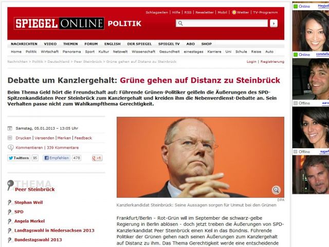 Bild zum Artikel: Debatte um Kanzlergehalt: Grüne gehen auf Distanz zu Steinbrück