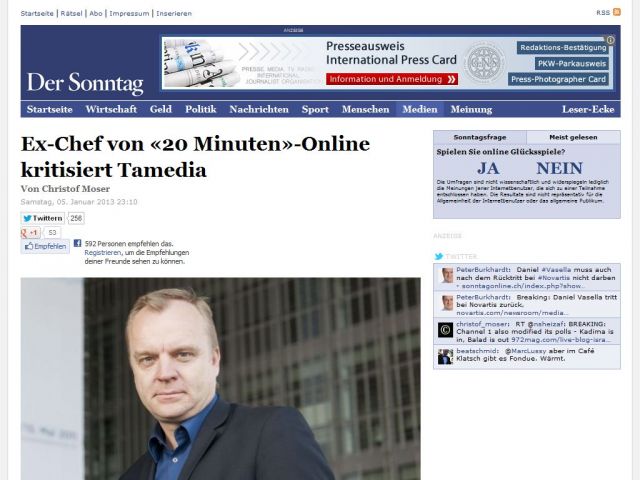 Bild zum Artikel: Ex-Chef von «20 Minuten»-Online kritisiert Tamedia