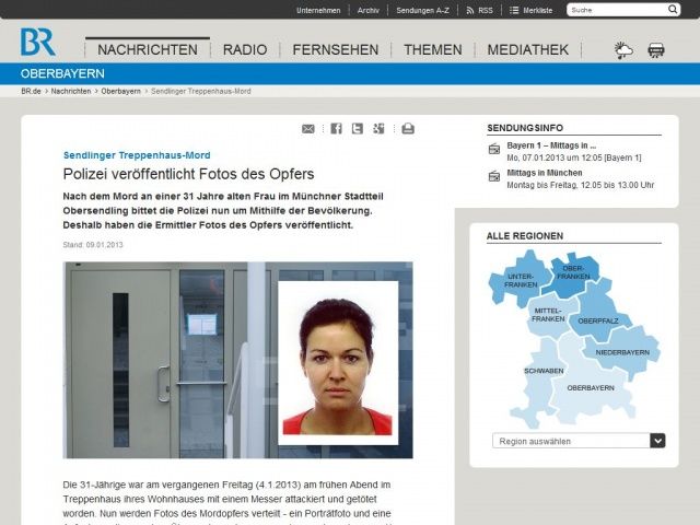 Bild zum Artikel: Bluttat in München: Junge Frau im Treppenhaus erstochen