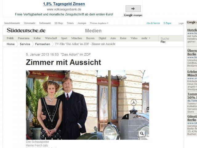 Bild zum Artikel: 'Das Adlon' im ZDF: Zimmer mit Aussicht