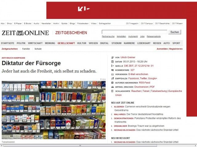 Bild zum Artikel: Anti-Rauch-Kampagne: 
			  Diktatur der Fürsorge