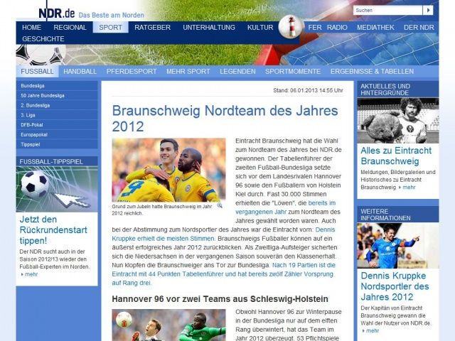 Bild zum Artikel: Braunschweig  Nordteam des Jahres 2012